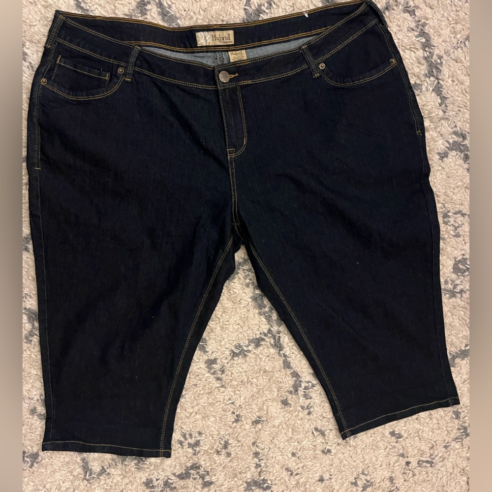 NWOT Hybrid &Co denim capris plus size stretch womens 24W